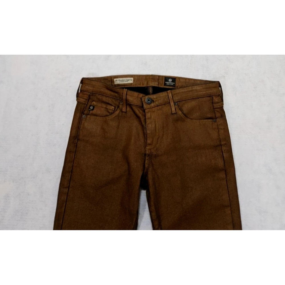 AG Adriano Goldschmied The Absolute Womans Sz 28 Extra‎ Skinny Wax Coated Brown - Picture 2 of 5